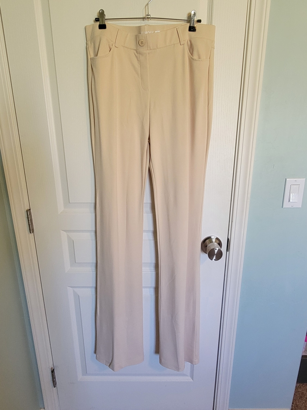 Women's Cream Straight-Leg Dress Pants